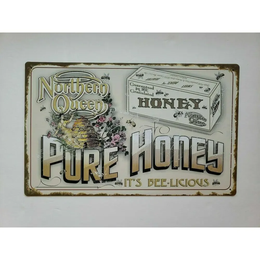 Northern Queen Pure Honey Ohio Wholesale‎ Inc 16x10 Rustic Retro Metal Signs